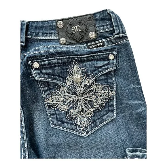 Miss Me JP5335B5 Bootcut Jeans Size 30 x 33.5 Dark Wash Like New - Picture 5 of 9